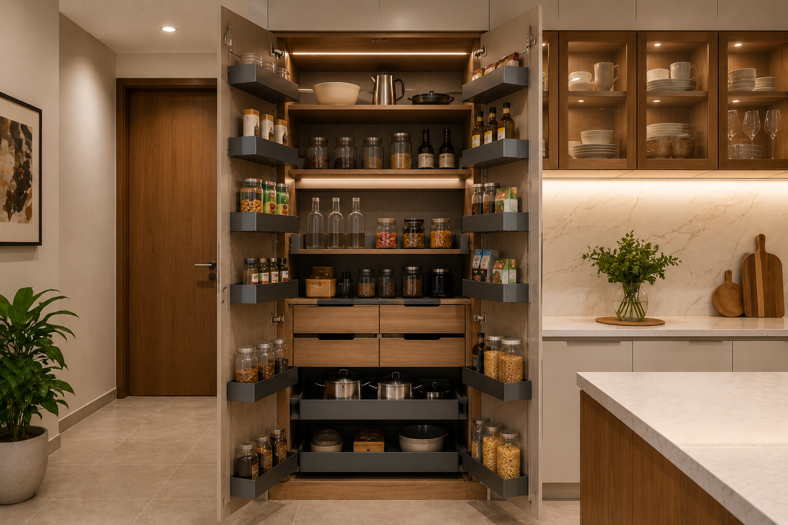 Modular kitchen pantry storage in Gurgaon